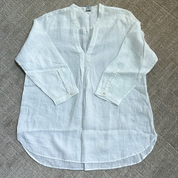 L.L. Bean Tops - L.L. Bean White Linen Tunic Cover Up Nantucket New England Beach Blouse Women 1X